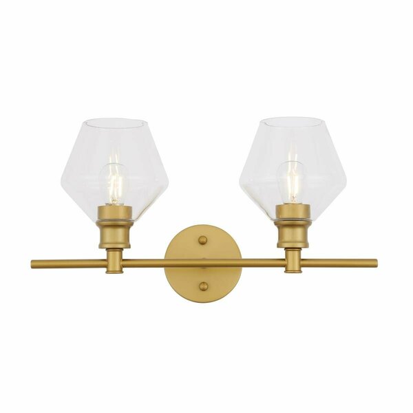 Cling Gene 2 Light Brass & Clear Glass Wall Sconce CL3480741